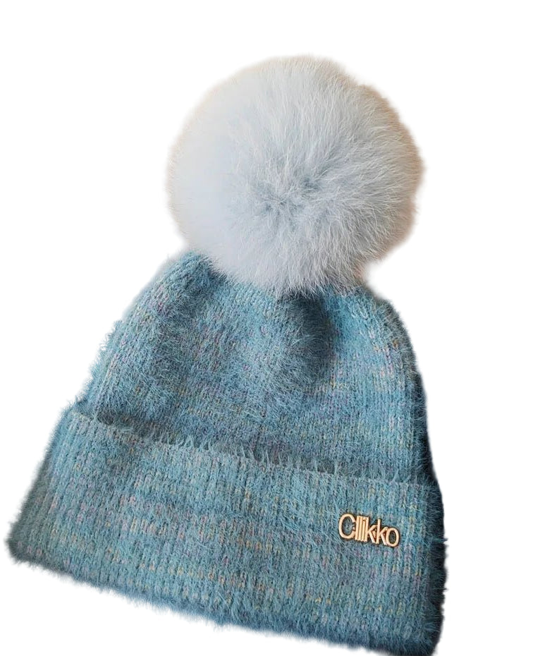 Women's Trendy gradient thickened faux wool knitted hat autumn and winter - PratSN