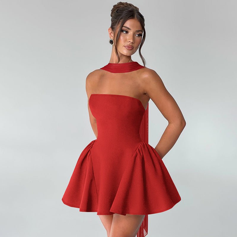Women's Tube Top Dress With Back Zipper Design Ins Fashion Short Dress For Party Clothing - PratSN