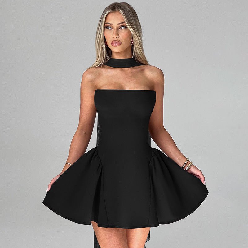 Women's Tube Top Dress With Back Zipper Design Ins Fashion Short Dress For Party Clothing - PratSN