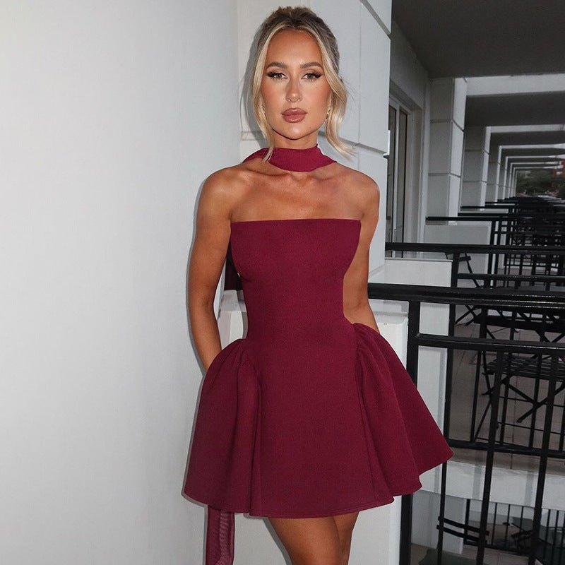Women's Tube Top Dress With Back Zipper Design Ins Fashion Short Dress For Party Clothing - PratSN