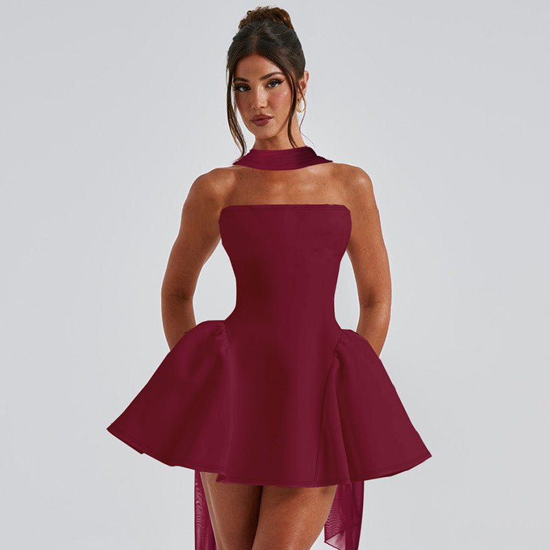 Women's Tube Top Dress With Back Zipper Design Ins Fashion Short Dress For Party Clothing - PratSN
