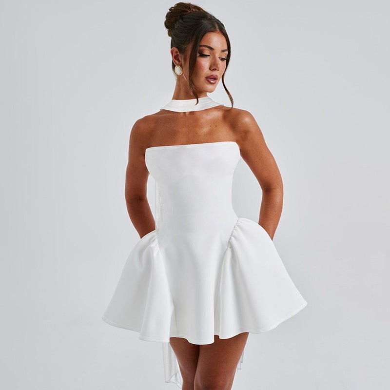 Women's Tube Top Dress With Back Zipper Design Ins Fashion Short Dress For Party Clothing - PratSN