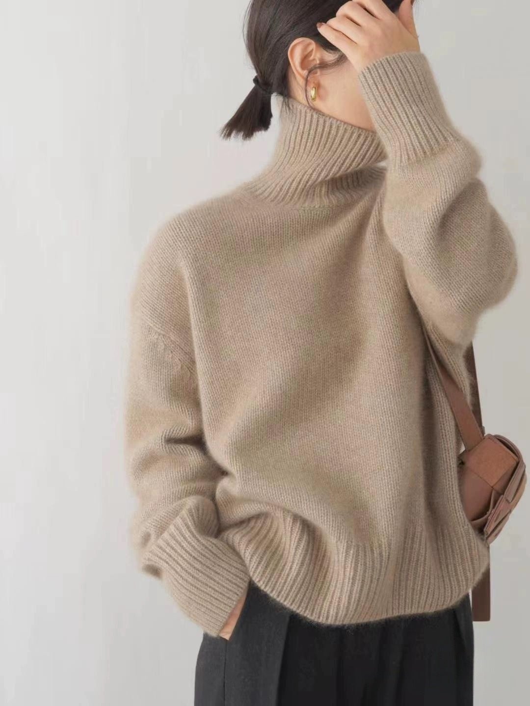 Women's Turtleneck Wool Thick Loose Knitted Bottoming Sweater - PratSN