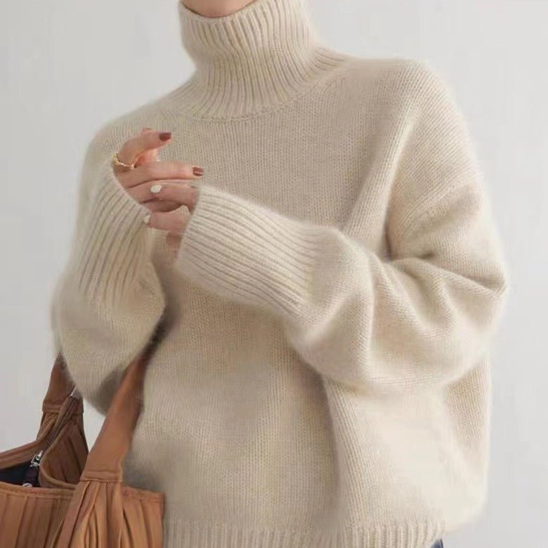 Women's Turtleneck Wool Thick Loose Knitted Bottoming Sweater - PratSN
