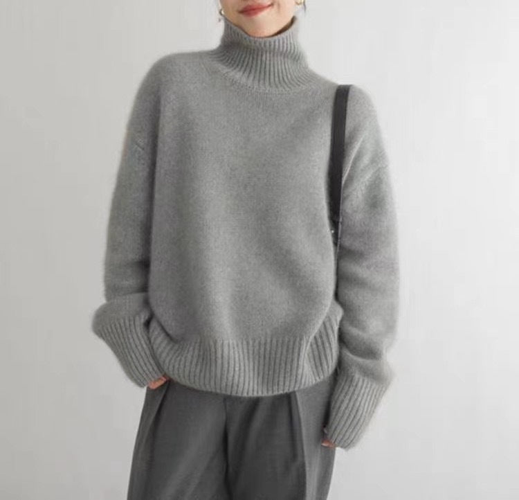 Women's Turtleneck Wool Thick Loose Knitted Bottoming Sweater - PratSN