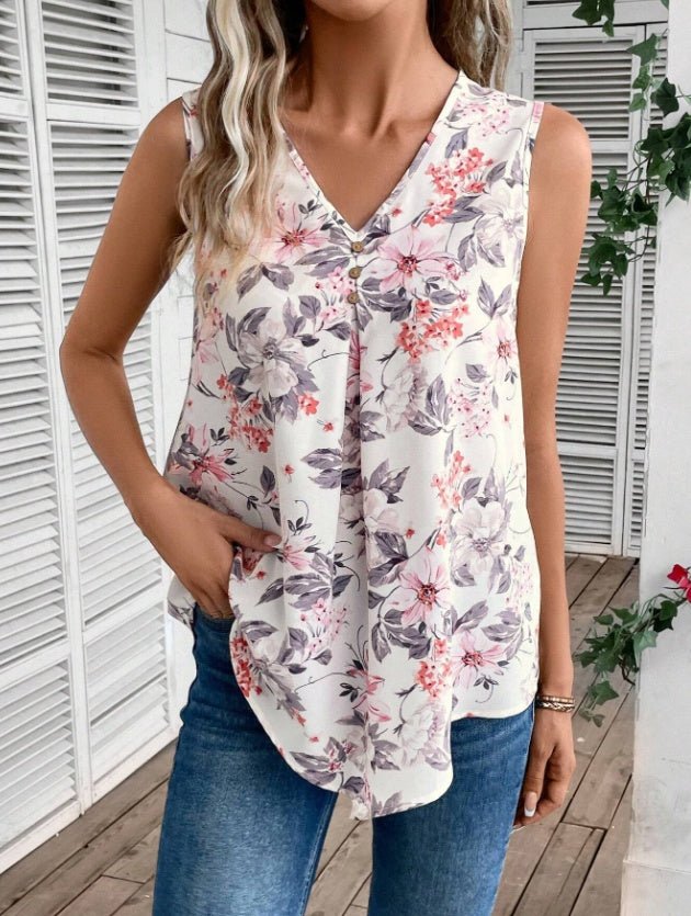 Women's V - Neck Casual Sleeveless Summer Top Vest Shirt - PratSN