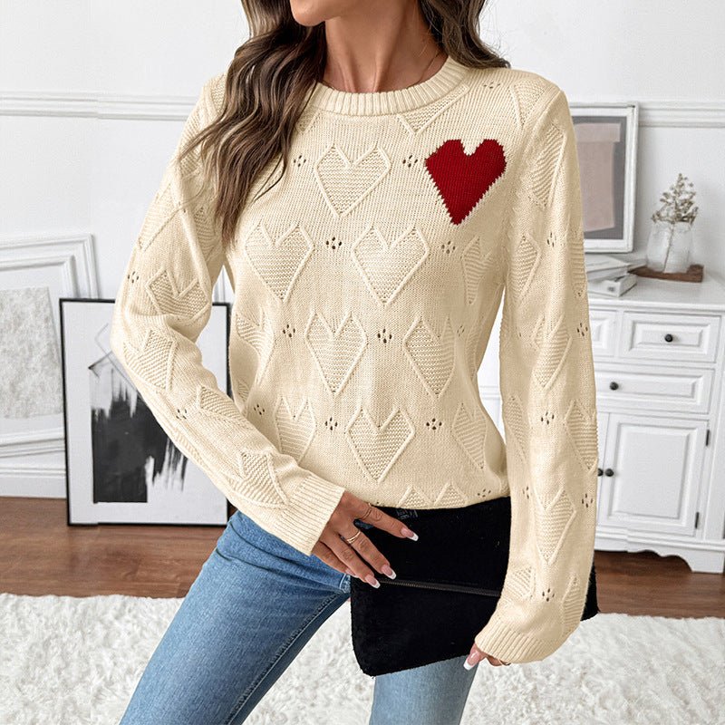 Women's Valentine's Day Love Crew Neck Pullover Sweater - PratSN
