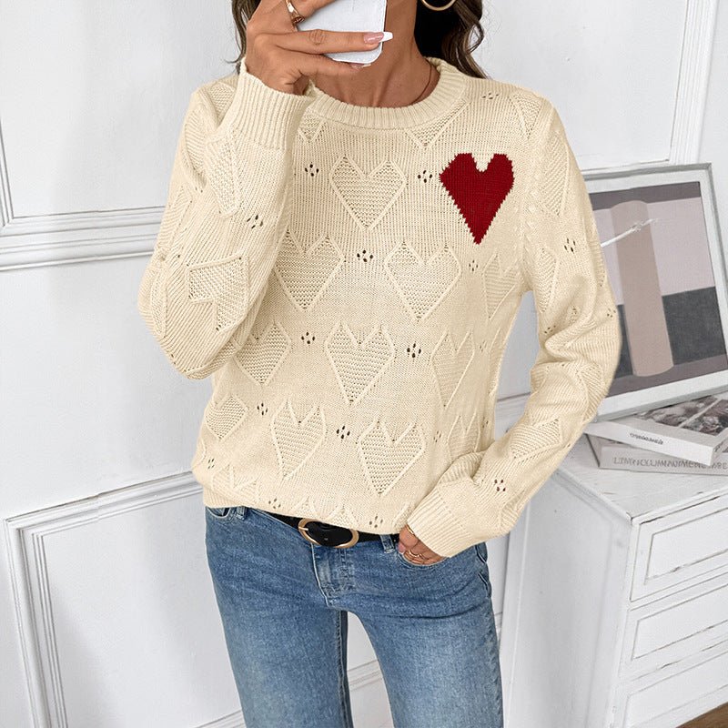 Women's Valentine's Day Love Crew Neck Pullover Sweater - PratSN