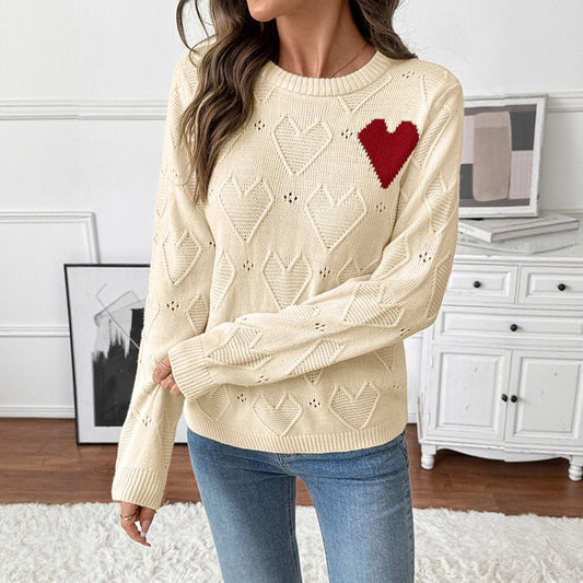Women's Valentine's Day Love Crew Neck Pullover Sweater - PratSN