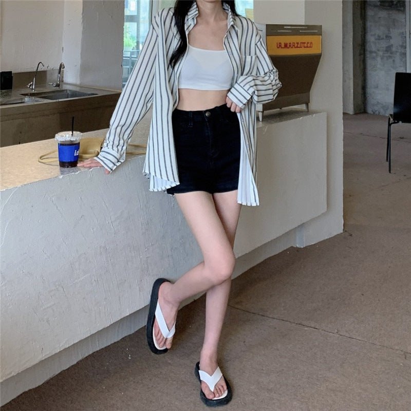 Women's Vertical Striped Long - sleeved Shirt - PratSN