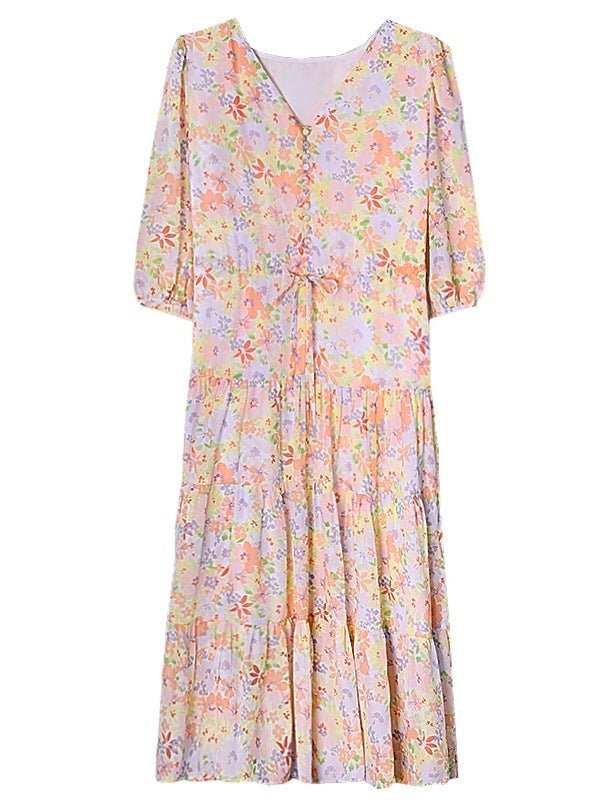 Women's Waist Slimming Floral Dress - PratSN
