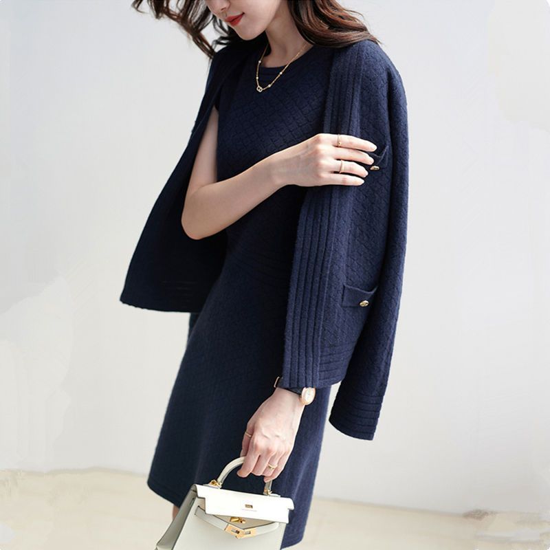 Women's Western Style Skirt Dress Knitted Cardigan Clothes Two - piece Set - PratSN