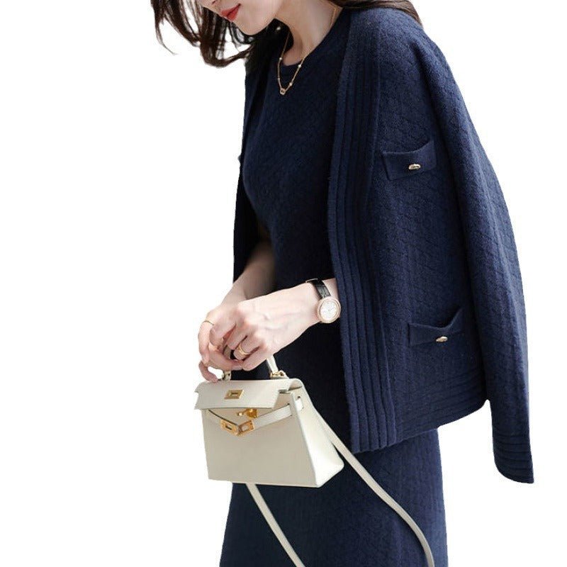 Women's Western Style Skirt Dress Knitted Cardigan Clothes Two - piece Set - PratSN