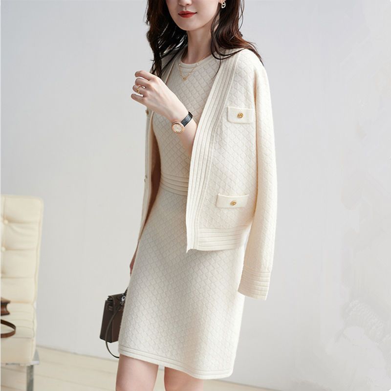 Women's Western Style Skirt Dress Knitted Cardigan Clothes Two - piece Set - PratSN