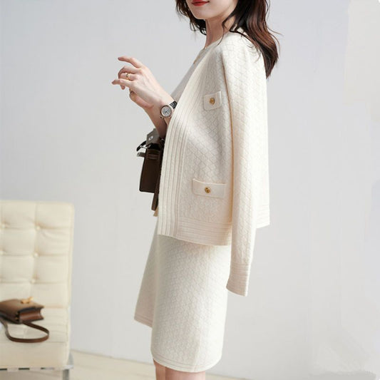 Women's Western Style Skirt Dress Knitted Cardigan Clothes Two - piece Set - PratSN