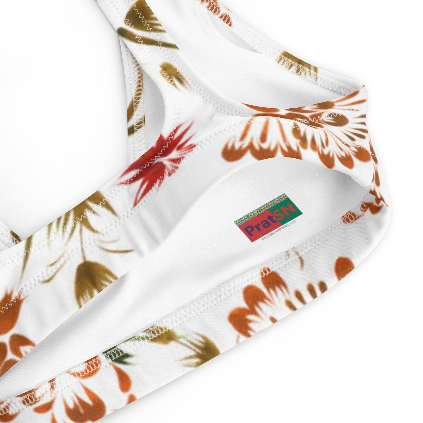 Women's white floral padded bikini top - PratSN