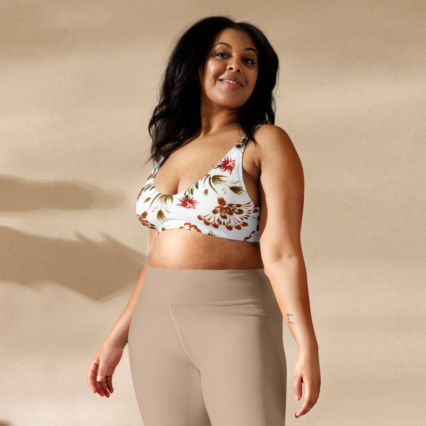 Women's white floral padded bikini top - PratSN