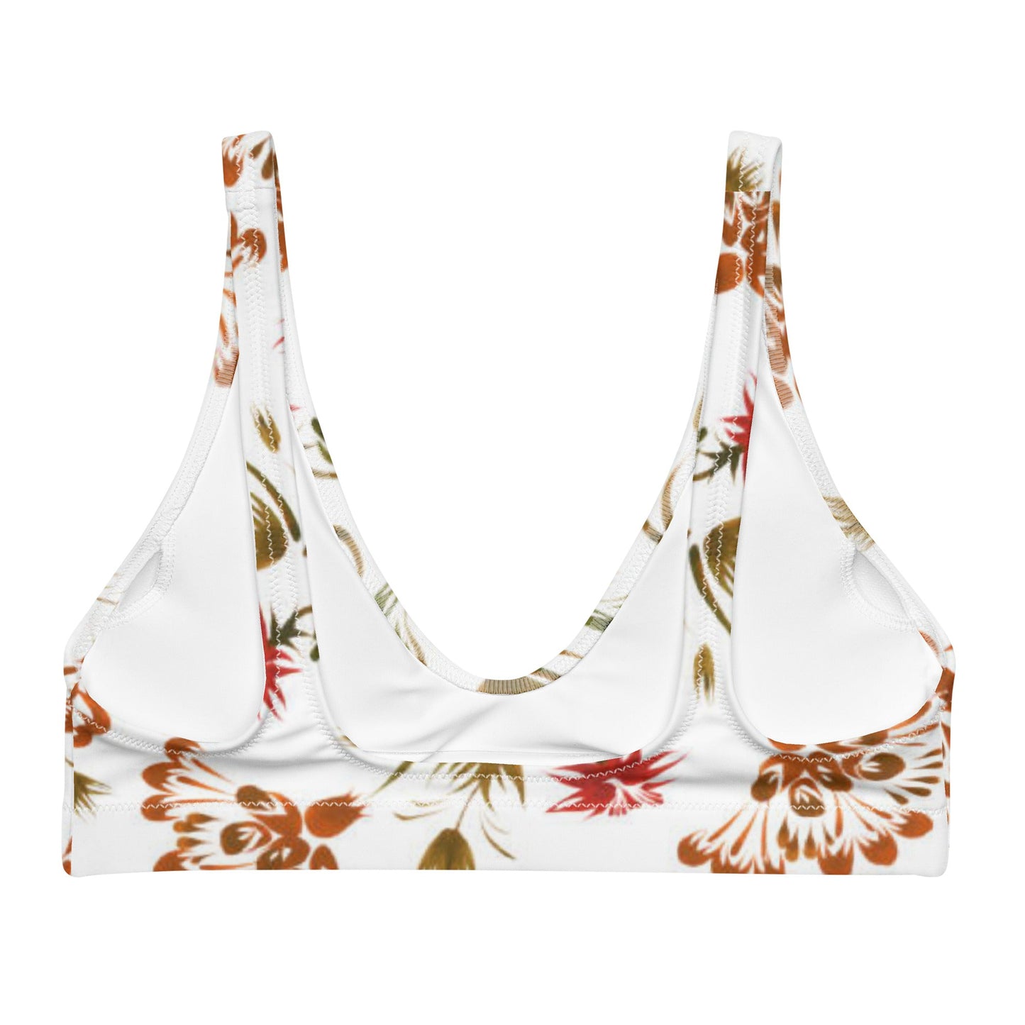 Women's white floral padded bikini top - PratSN