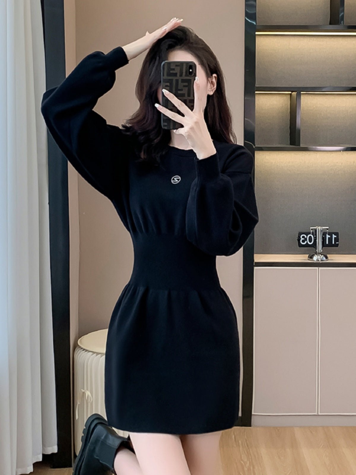 Women's With Black Knit Dress - PratSN