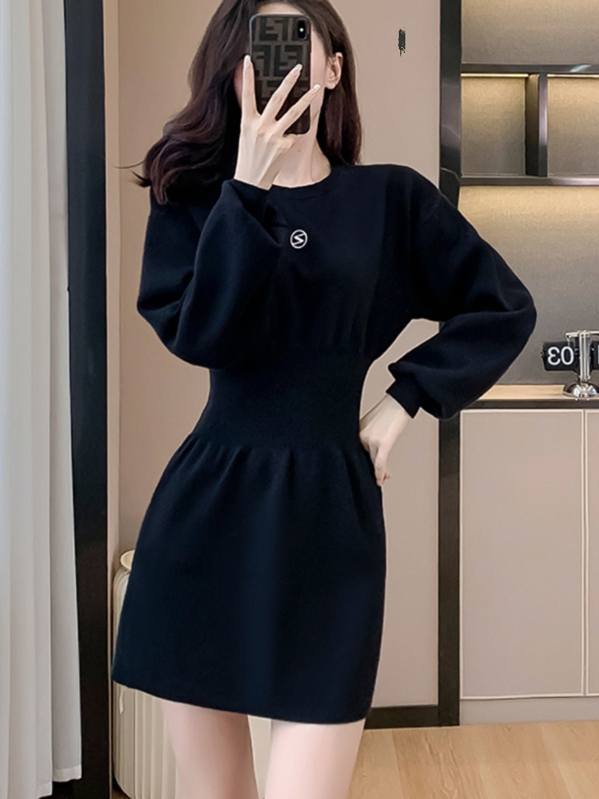 Women's With Black Knit Dress - PratSN