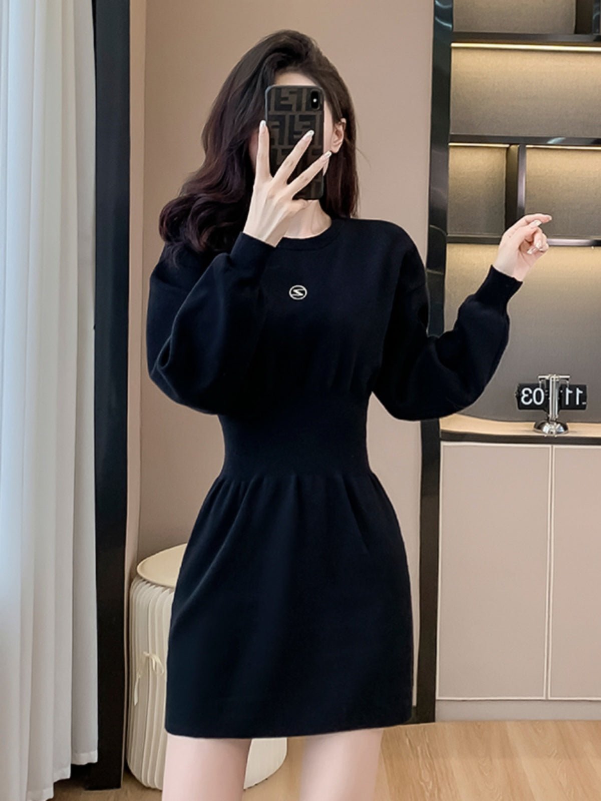 Women's With Black Knit Dress - PratSN