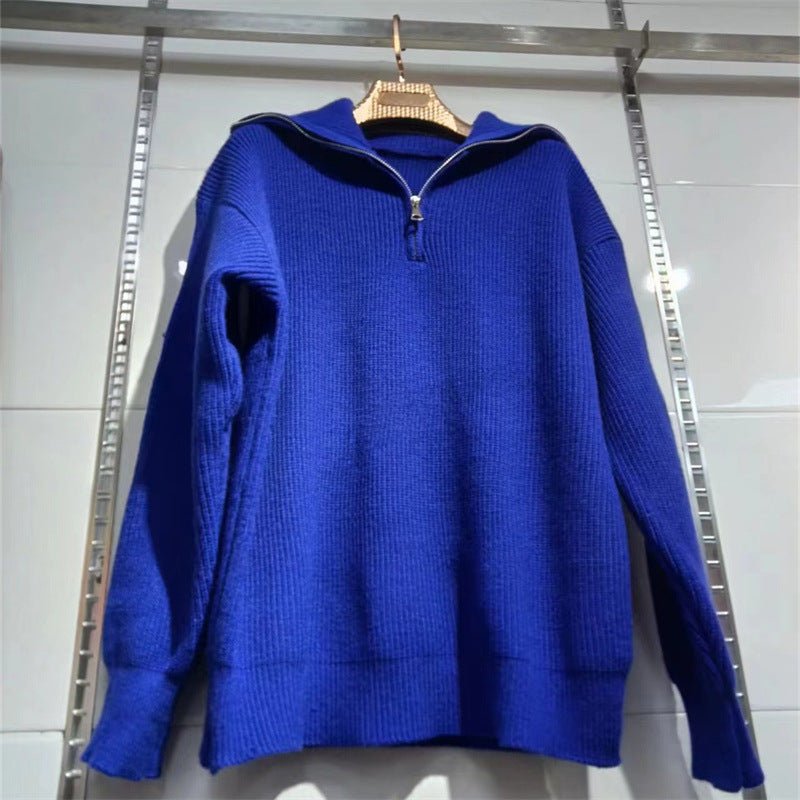 Women's Zipper Half - open Collar Sweater - PratSN