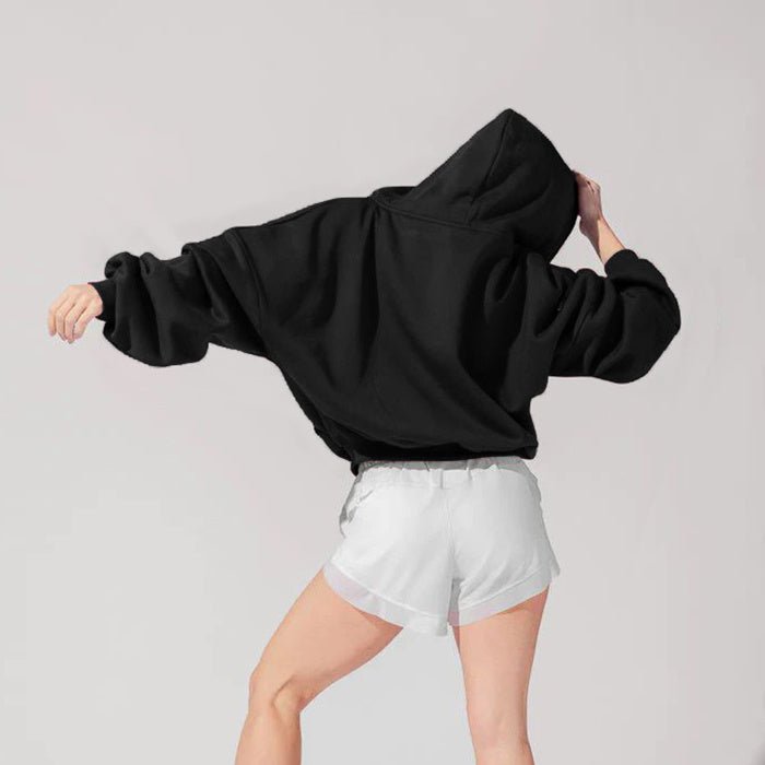 Women's Zipper Hoodies Sports Jacket Fashion Loose Hooded Sweatshirt Casual - PratSN
