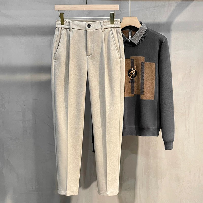 Woolen Pants Men's Autumn and Winter Loose Straight Trousers Korean Style Trendy Versatile Thickened Small Suit Pants Capri Casual Pants Men - PratSN