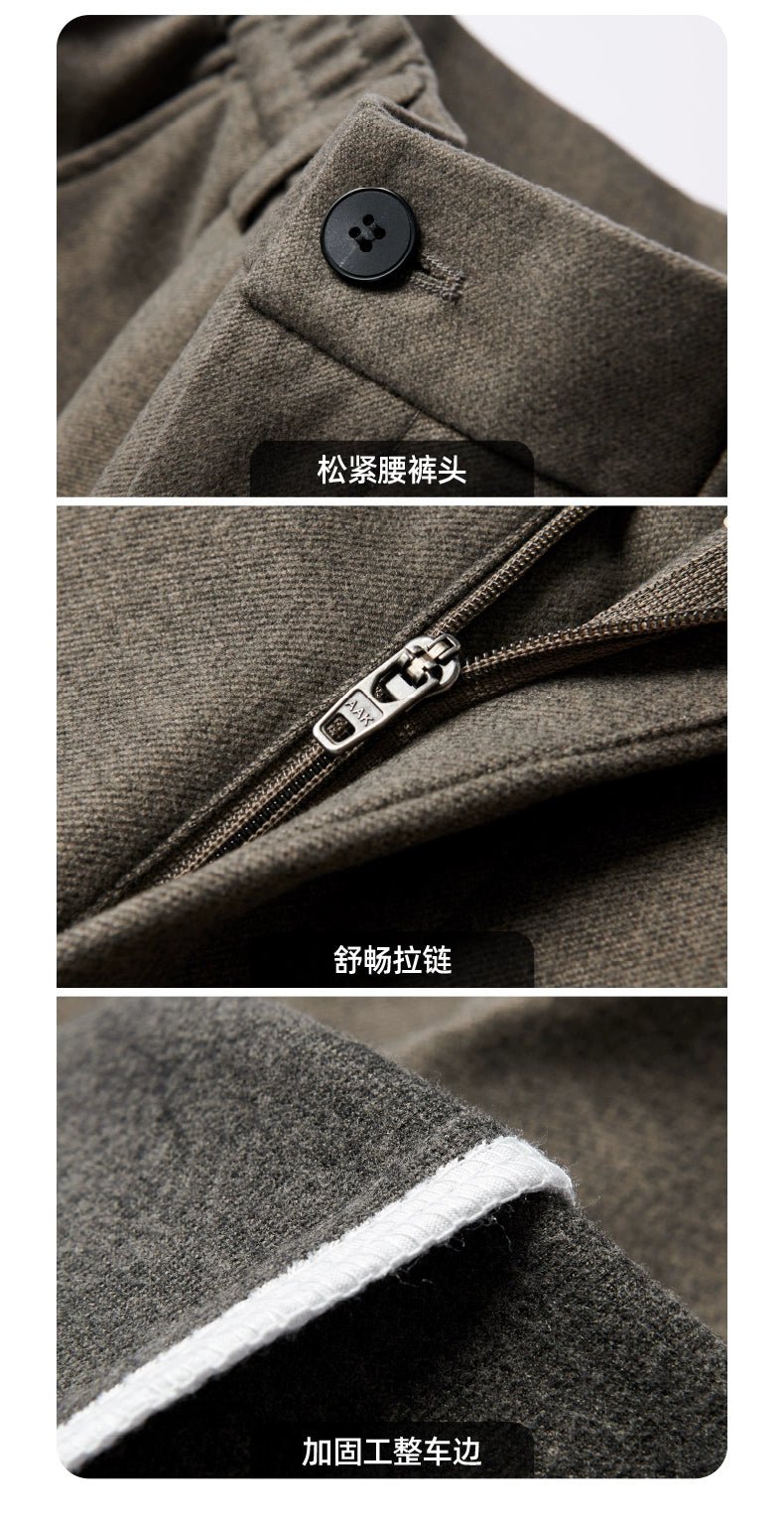 Woolen Pants Men's Autumn and Winter Loose Straight Trousers Korean Style Trendy Versatile Thickened Small Suit Pants Capri Casual Pants Men - PratSN