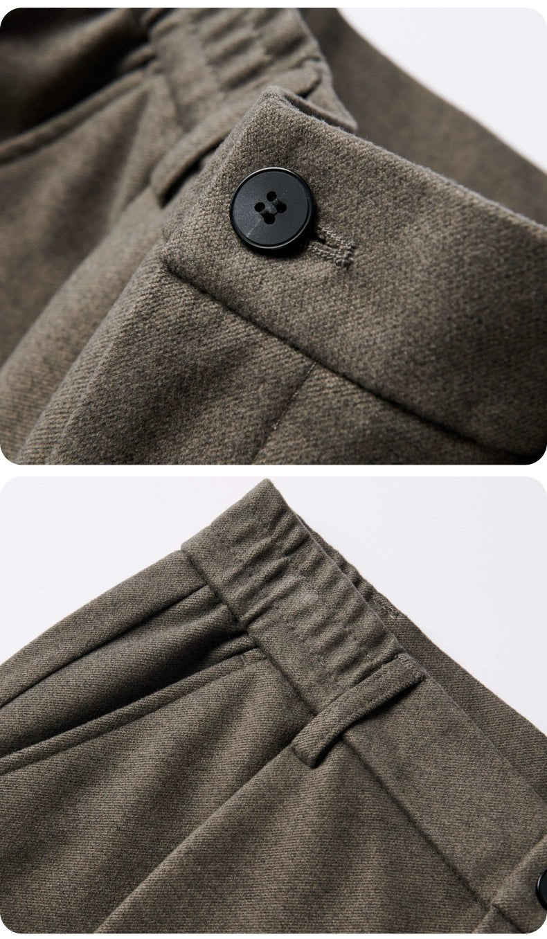 Woolen Pants Men's Autumn and Winter Loose Straight Trousers Korean Style Trendy Versatile Thickened Small Suit Pants Capri Casual Pants Men - PratSN