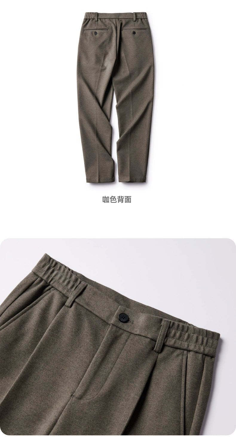 Woolen Pants Men's Autumn and Winter Loose Straight Trousers Korean Style Trendy Versatile Thickened Small Suit Pants Capri Casual Pants Men - PratSN