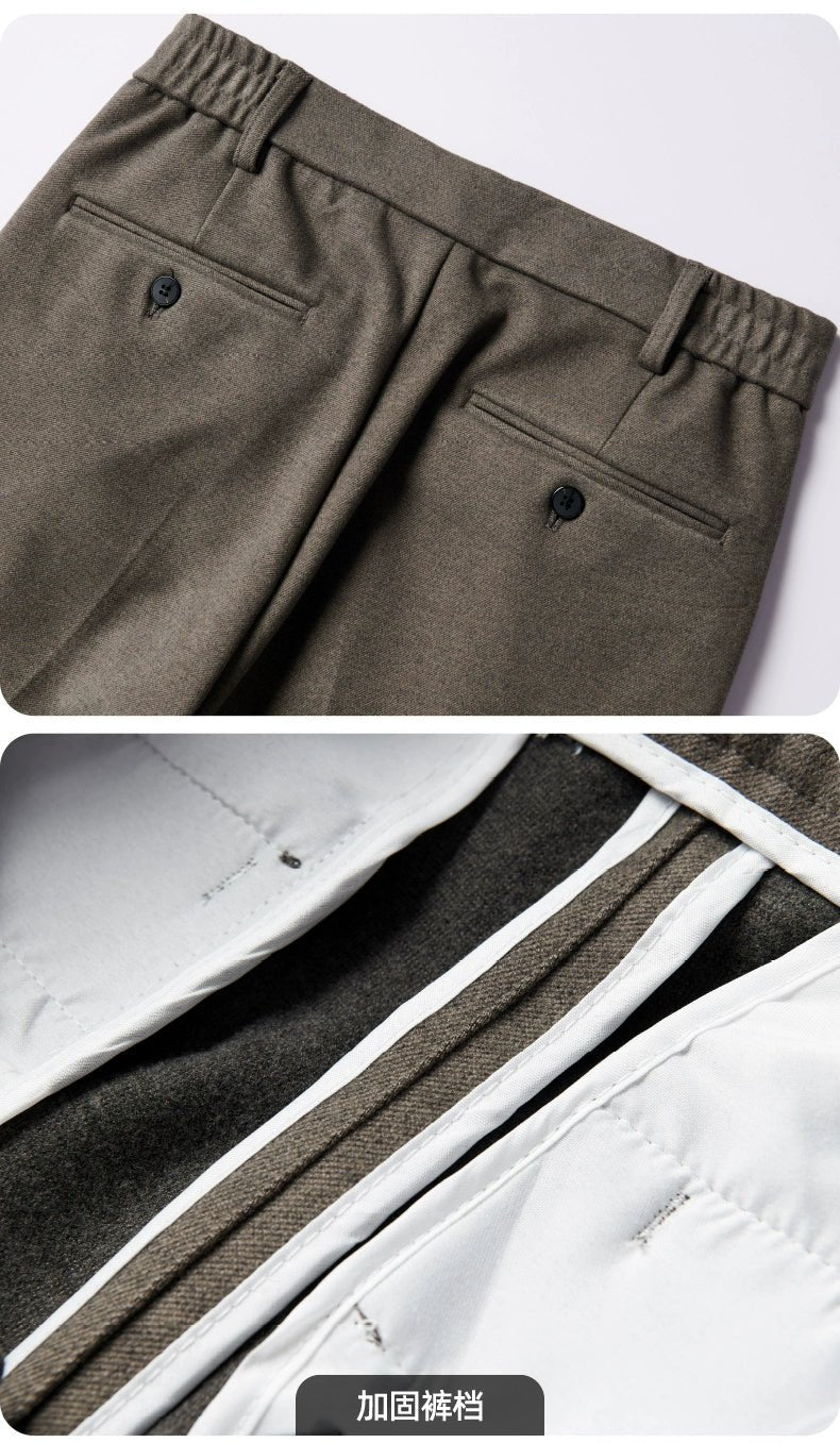 Woolen Pants Men's Autumn and Winter Loose Straight Trousers Korean Style Trendy Versatile Thickened Small Suit Pants Capri Casual Pants Men - PratSN