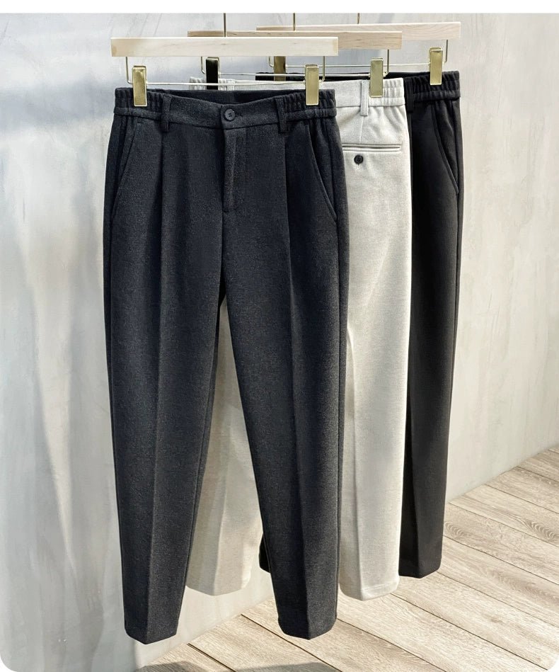 Woolen Pants Men's Autumn and Winter Loose Straight Trousers Korean Style Trendy Versatile Thickened Small Suit Pants Capri Casual Pants Men - PratSN