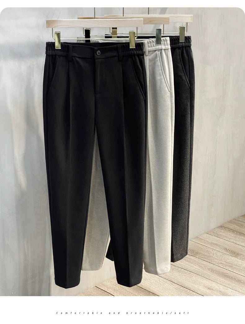 Woolen Pants Men's Autumn and Winter Loose Straight Trousers Korean Style Trendy Versatile Thickened Small Suit Pants Capri Casual Pants Men - PratSN