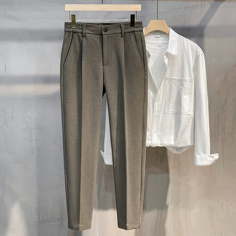 Woolen Pants Men's Autumn and Winter Loose Straight Trousers Korean Style Trendy Versatile Thickened Small Suit Pants Capri Casual Pants Men - PratSN