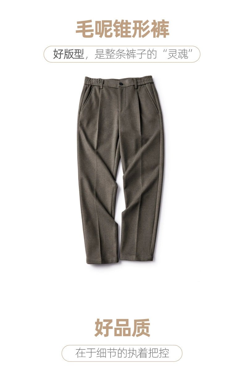 Woolen Pants Men's Autumn and Winter Loose Straight Trousers Korean Style Trendy Versatile Thickened Small Suit Pants Capri Casual Pants Men - PratSN