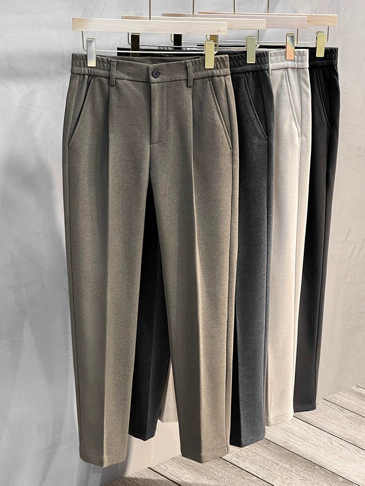 Woolen Pants Men's Autumn and Winter Loose Straight Trousers Korean Style Trendy Versatile Thickened Small Suit Pants Capri Casual Pants Men - PratSN