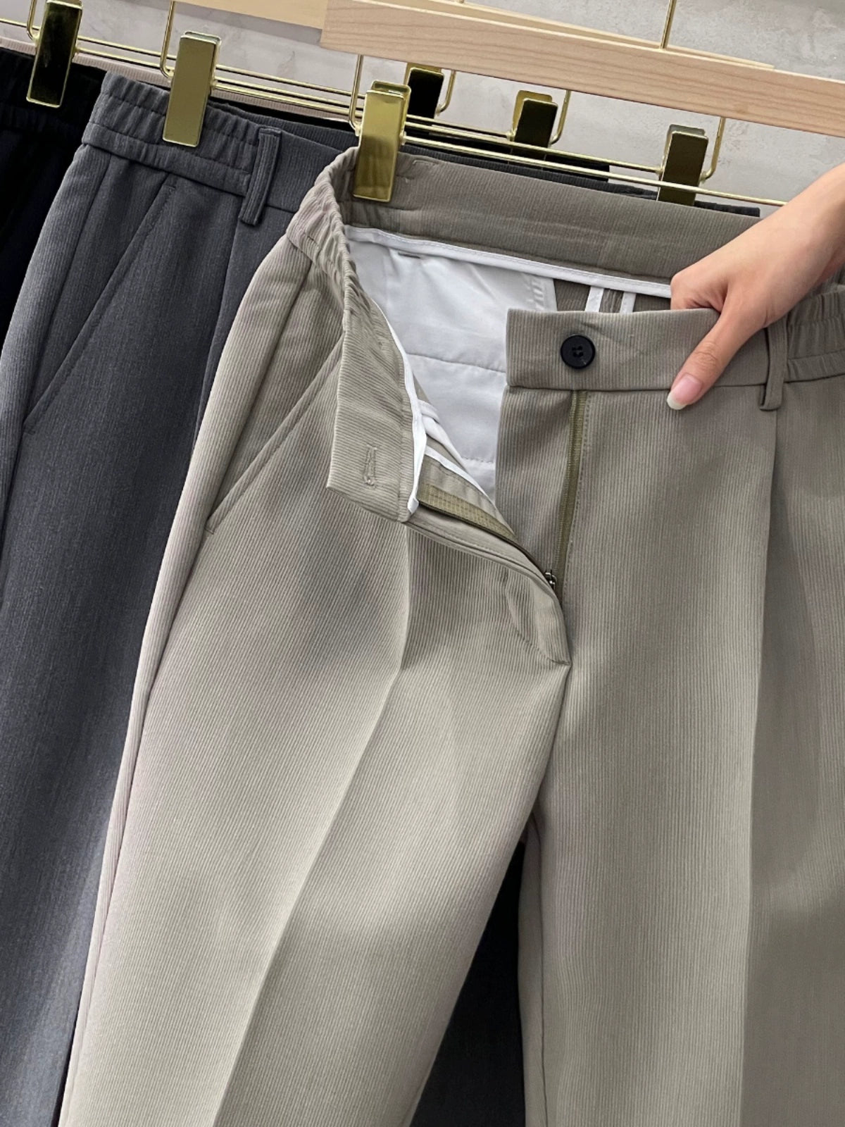 Woolen Pants Men's Straight - leg Silm Fancy Pants Business Casual Pants Suit Pants Cropped Pants Spring & Fall Winter - PratSN