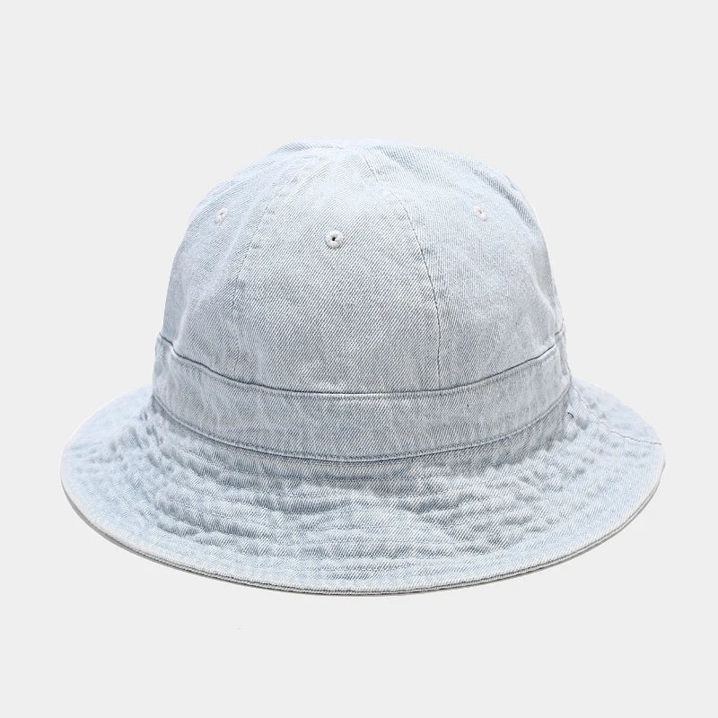 WZCX Denim Solid Color Outdoor Sun Protection Fisherman'S Hat Spring Summer Wide Brim Shading Basin Cap Women Hat - PratSN