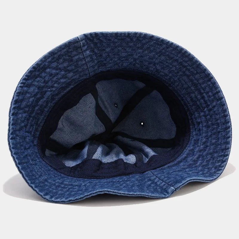 WZCX Denim Solid Color Outdoor Sun Protection Fisherman'S Hat Spring Summer Wide Brim Shading Basin Cap Women Hat - PratSN