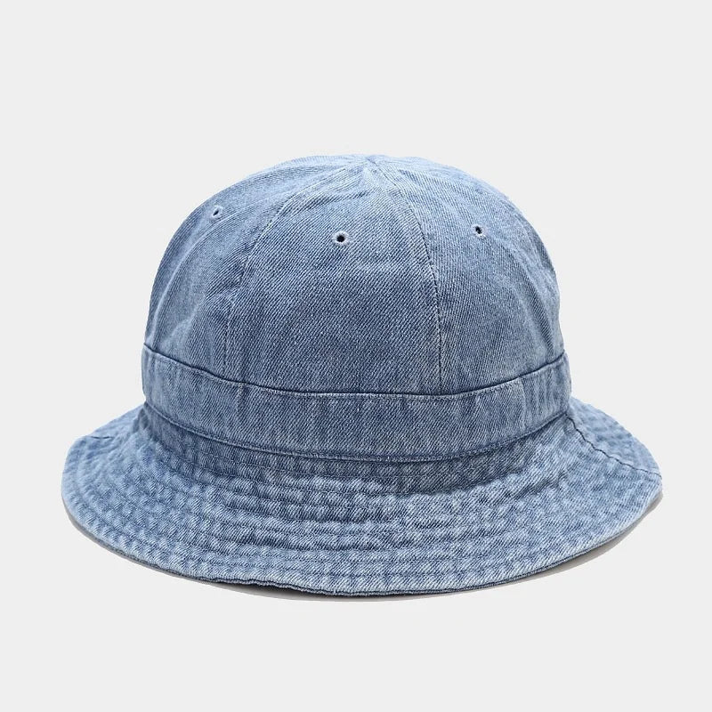 WZCX Denim Solid Color Outdoor Sun Protection Fisherman'S Hat Spring Summer Wide Brim Shading Basin Cap Women Hat - PratSN