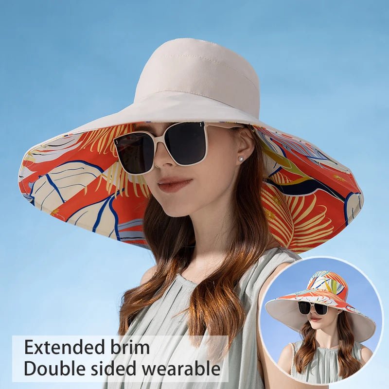 Xinbaoguan 100% Cotton European and American Cross border Women's New Double sided Fisherman Hat Summer Enlarged brim Sun hat - PratSN