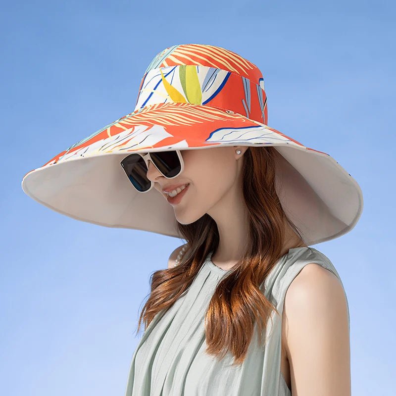 Xinbaoguan 100% Cotton European and American Cross border Women's New Double sided Fisherman Hat Summer Enlarged brim Sun hat - PratSN