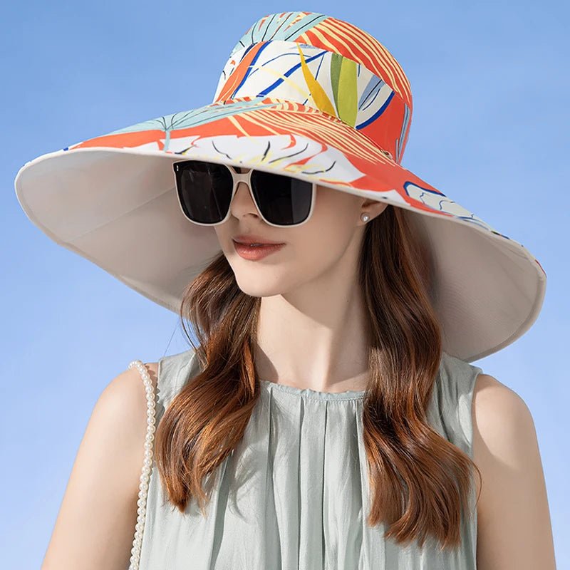 Xinbaoguan 100% Cotton European and American Cross border Women's New Double sided Fisherman Hat Summer Enlarged brim Sun hat - PratSN
