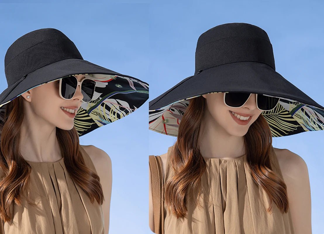 Xinbaoguan 100% Cotton European and American Cross border Women's New Double sided Fisherman Hat Summer Enlarged brim Sun hat - PratSN