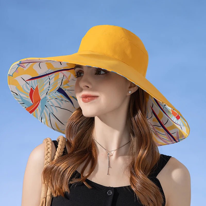 Xinbaoguan 100% Cotton European and American Cross border Women's New Double sided Fisherman Hat Summer Enlarged brim Sun hat - PratSN