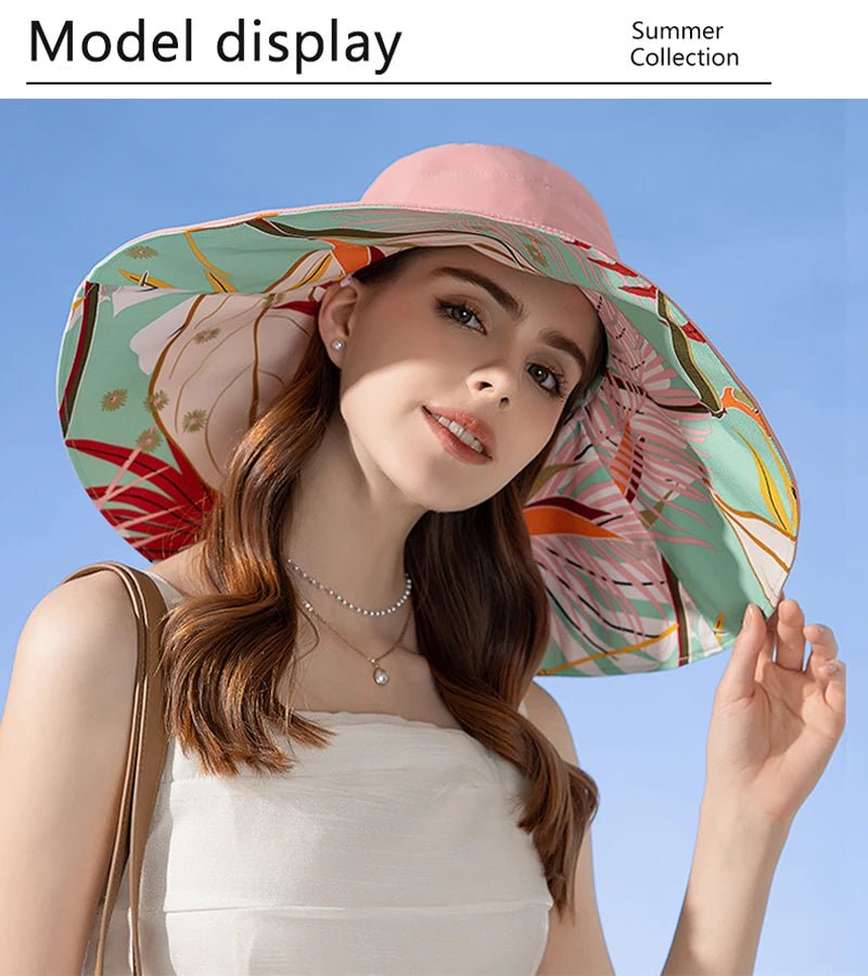Xinbaoguan 100% Cotton European and American Cross border Women's New Double sided Fisherman Hat Summer Enlarged brim Sun hat - PratSN