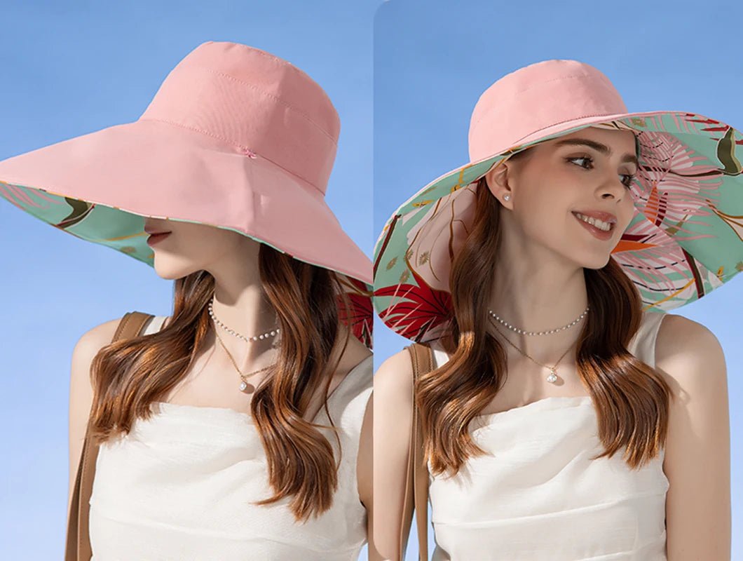 Xinbaoguan 100% Cotton European and American Cross border Women's New Double sided Fisherman Hat Summer Enlarged brim Sun hat - PratSN