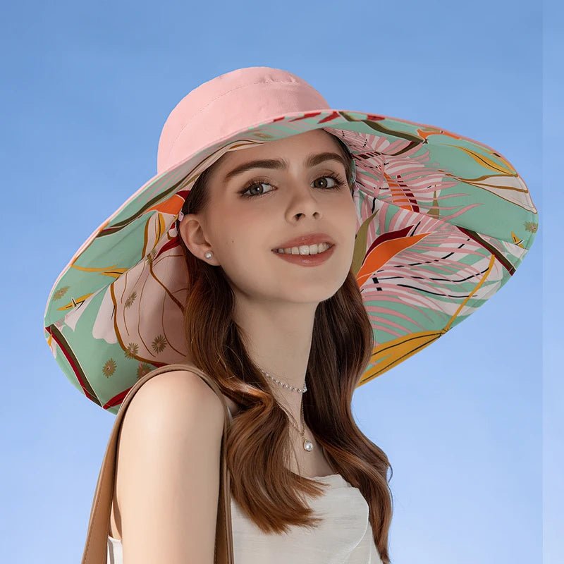 Xinbaoguan 100% Cotton European and American Cross border Women's New Double sided Fisherman Hat Summer Enlarged brim Sun hat - PratSN