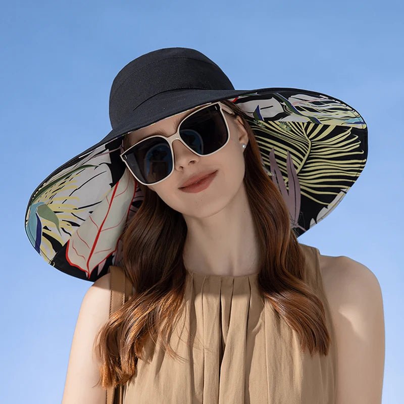 Xinbaoguan 100% Cotton European and American Cross border Women's New Double sided Fisherman Hat Summer Enlarged brim Sun hat - PratSN